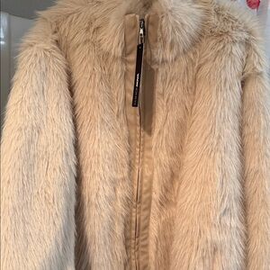 Fashion Nova Cream Faux Fur Jacket